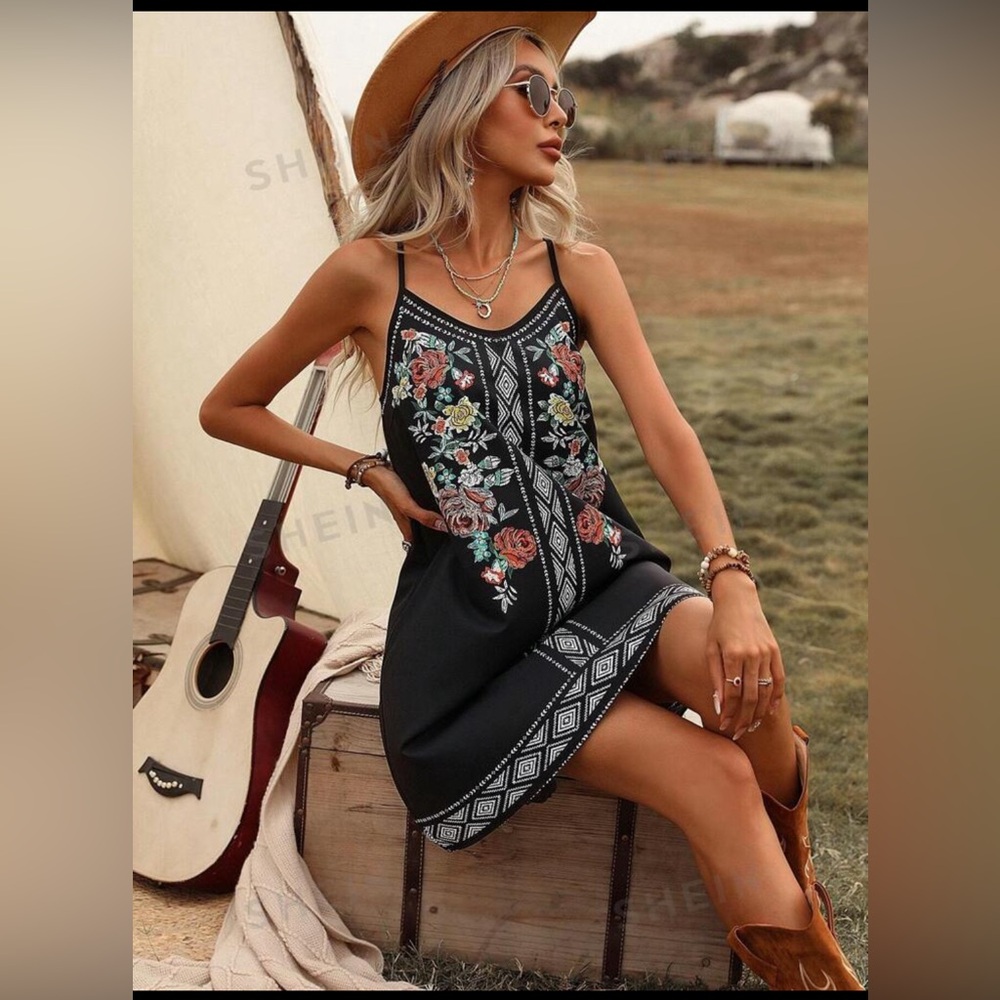 Boho Black Dress